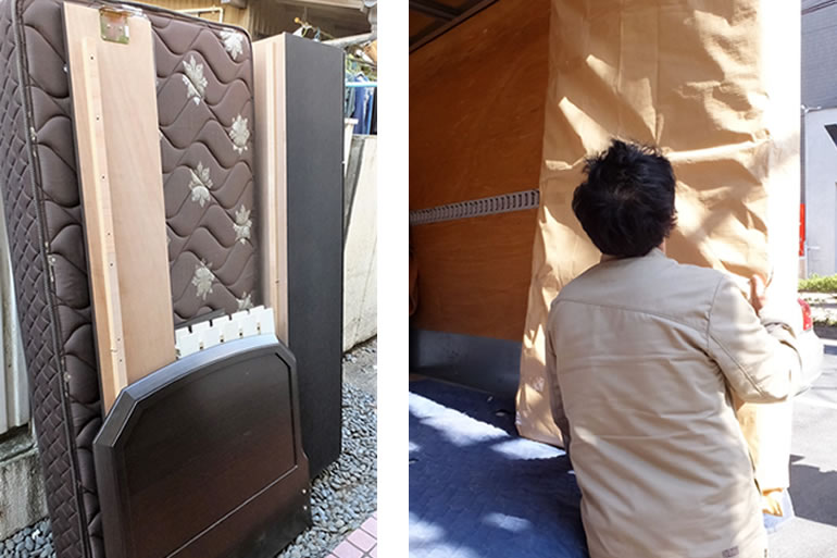 ベッドの運び出し